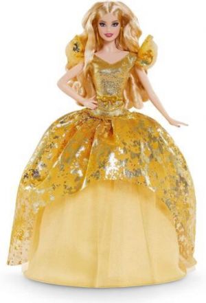 beststore צעצועים בובת ברבי חג בלונדינית שמלת זהב